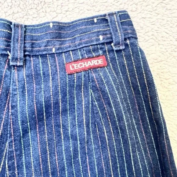 VTG L'ECHARDE Splinter's Inc. Pinstripe High Waist Pleated Denim Pants Size 5 - Picture 9 of 16